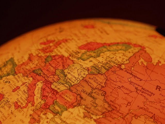 Globe showing Europe